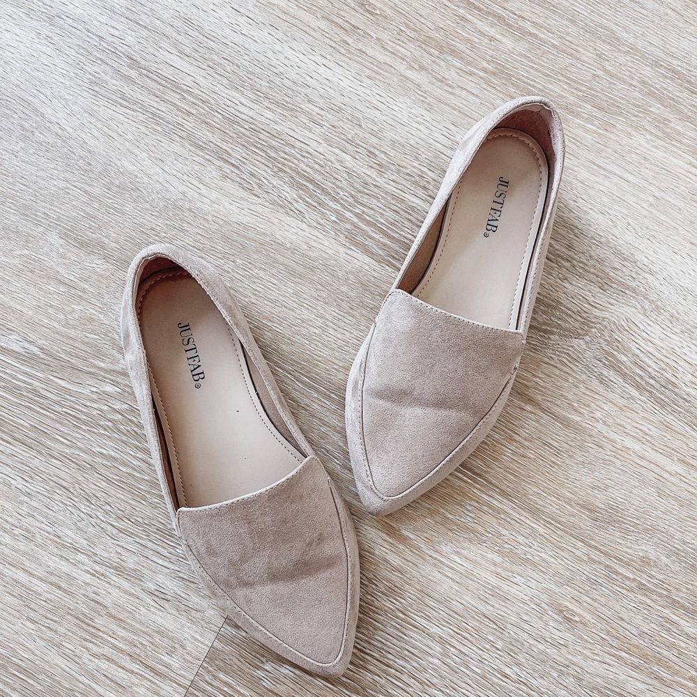 nude suede loafers